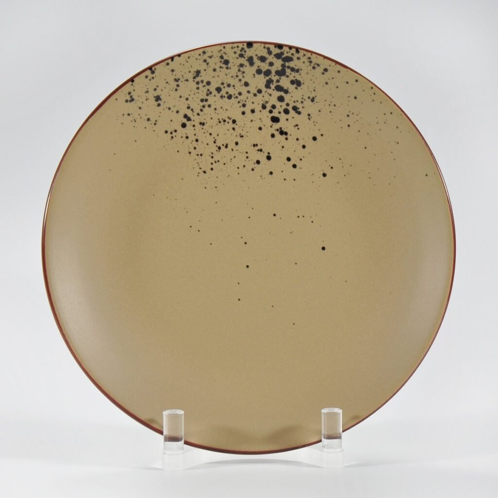 16-piece matte brown speckled stoneware dinner set by Xuye Ceramics