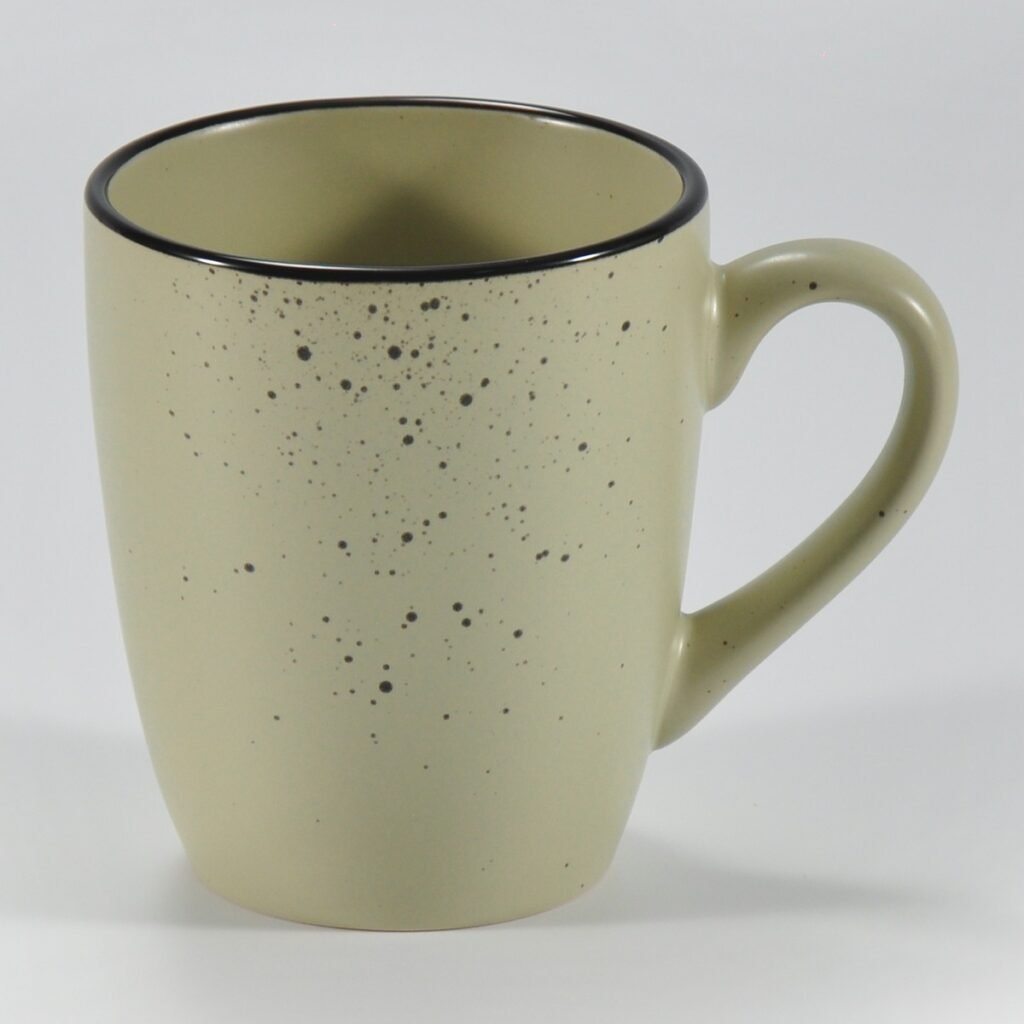 16-piece matte khaki speckled stoneware dinner set by Xuye Ceramics