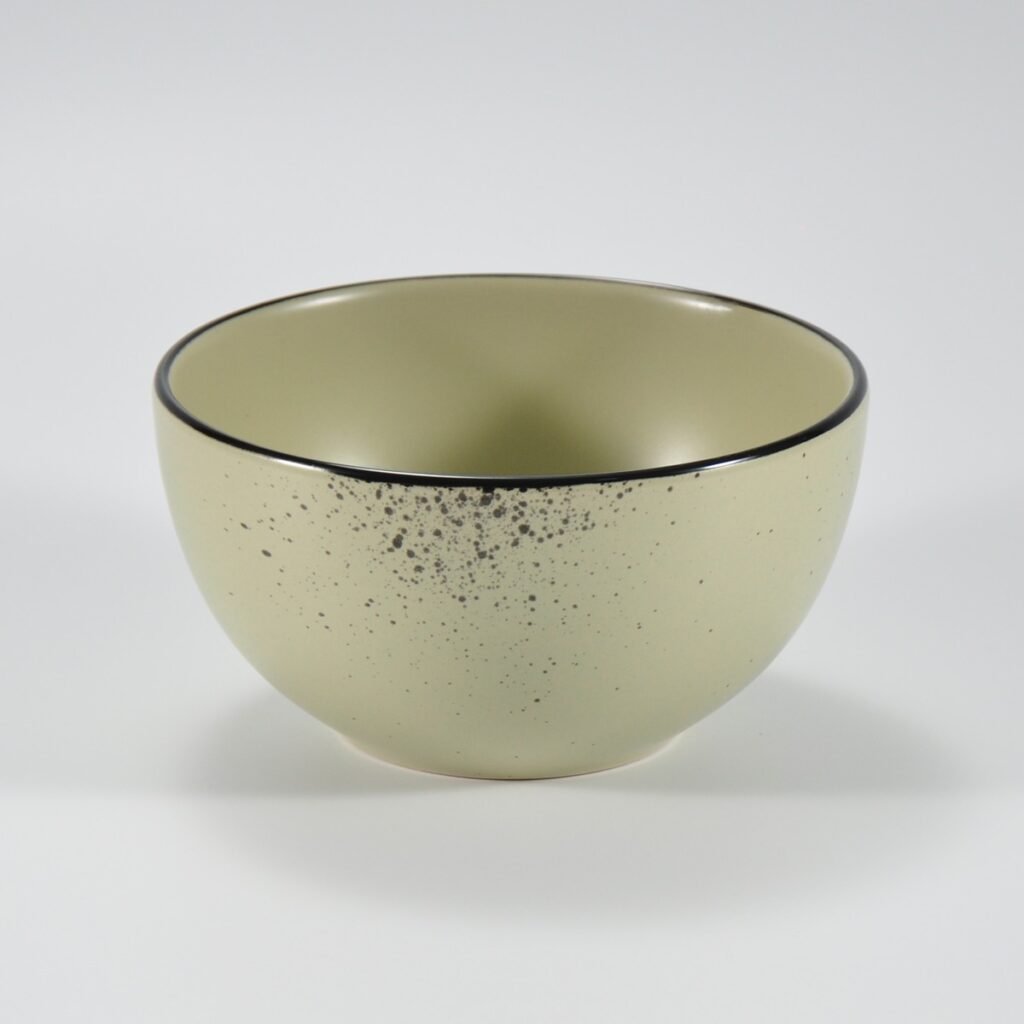 16-piece matte khaki speckled stoneware dinner set by Xuye Ceramics