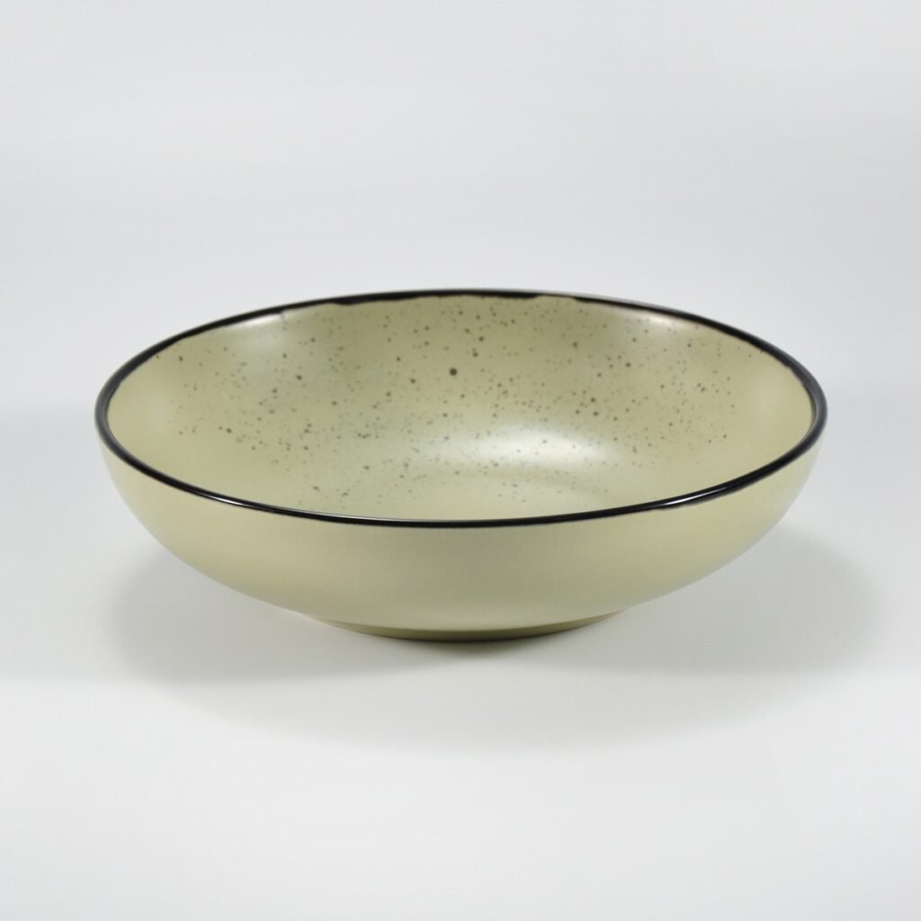 16-piece matte khaki speckled stoneware dinner set by Xuye Ceramics