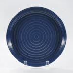 16-piece glossy dark blue embossed stoneware dinner set by Xuye Ceramics
