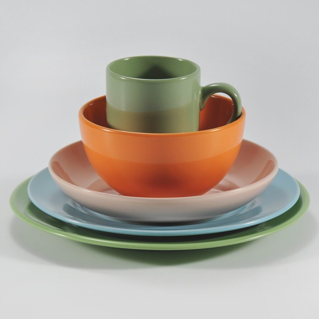 20-piece glossy multicolor stoneware dinner set by Xuye Ceramics