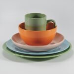 20-piece glossy multicolor stoneware dinner set by Xuye Ceramics