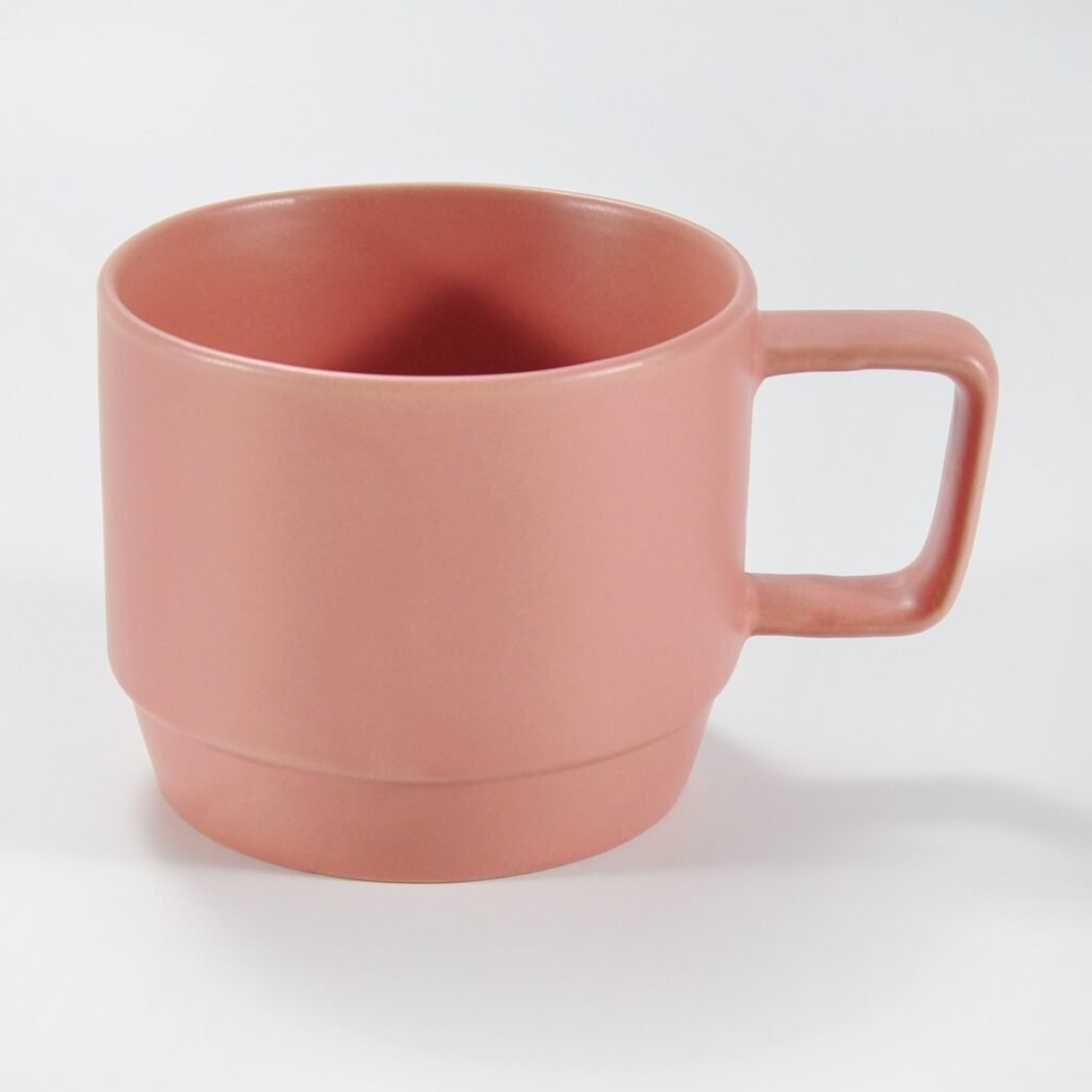 stackable ceramic coffee mug in matte and glossy colors by Xuye Ceramics