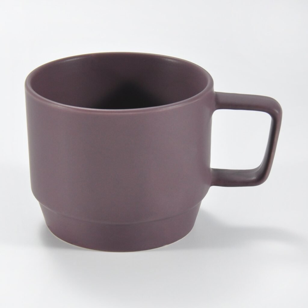 stackable ceramic coffee mug in matte and glossy colors by Xuye Ceramics