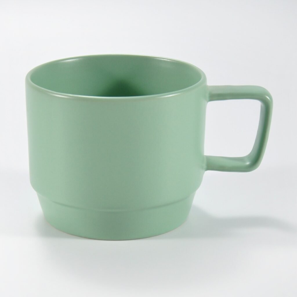 stackable ceramic coffee mug in matte and glossy colors by Xuye Ceramics
