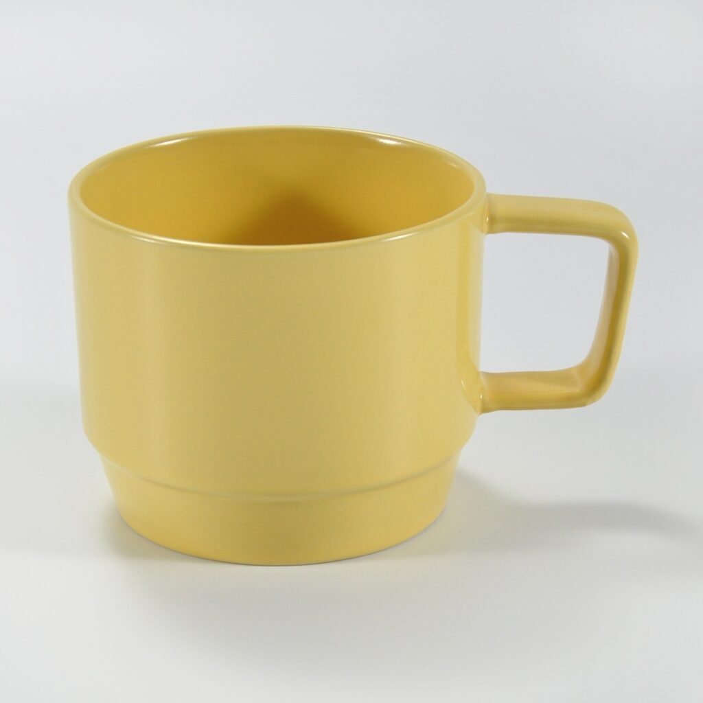 stackable ceramic coffee mug in matte and glossy colors by Xuye Ceramics