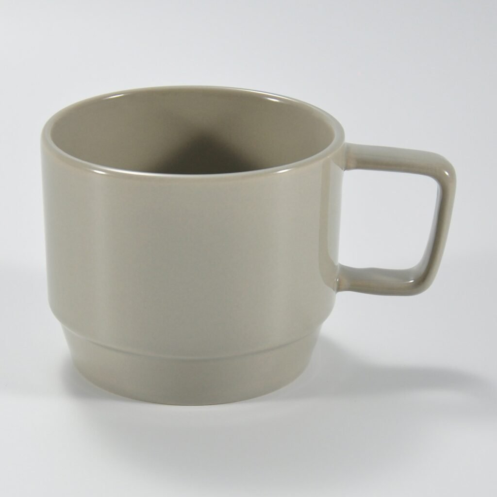 stackable ceramic coffee mug in matte and glossy colors by Xuye Ceramics
