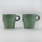 glossy multicolor stackable embossed ceramic mug by Xuye Ceramics
