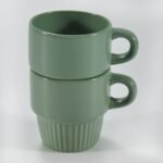 glossy multicolor stackable embossed ceramic mug by Xuye Ceramics