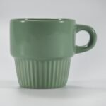 glossy multicolor stackable embossed ceramic mug by Xuye Ceramics