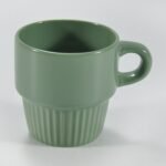 glossy multicolor stackable embossed ceramic mug by Xuye Ceramics
