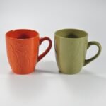 14 oz multicolor pumpkin-embossed ceramic mug by Xuye Ceramics