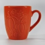 14 oz multicolor pumpkin-embossed ceramic mug by Xuye Ceramics