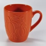 14 oz multicolor pumpkin-embossed ceramic mug by Xuye Ceramics
