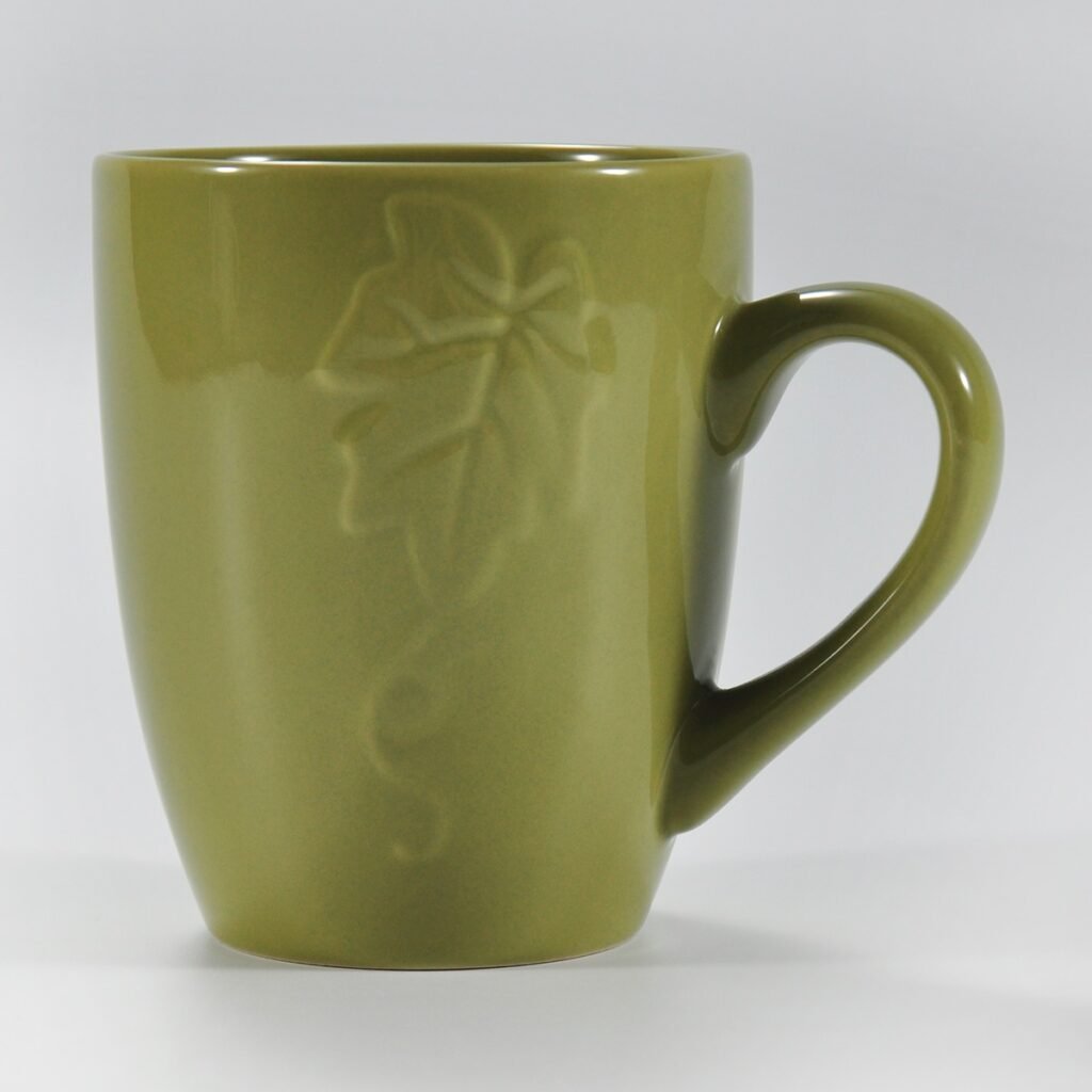 14 oz multicolor pumpkin-embossed ceramic mug by Xuye Ceramics