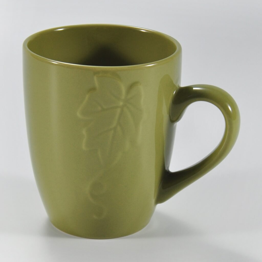 14 oz multicolor pumpkin-embossed ceramic mug by Xuye Ceramics